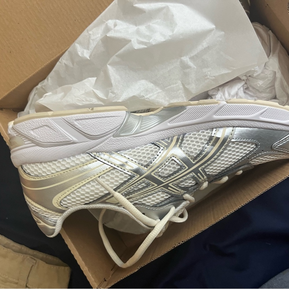 Asics Silver and White Sneakers with Chunky Midsole